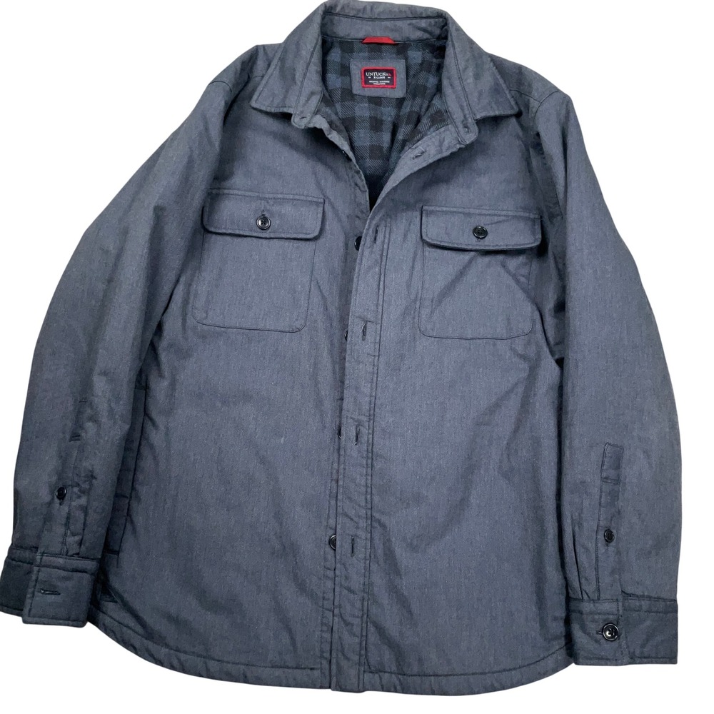 UNTUCKit Ziraldo Shirt Jacket Mens XL Navy Blue Flannel Lined Insulated